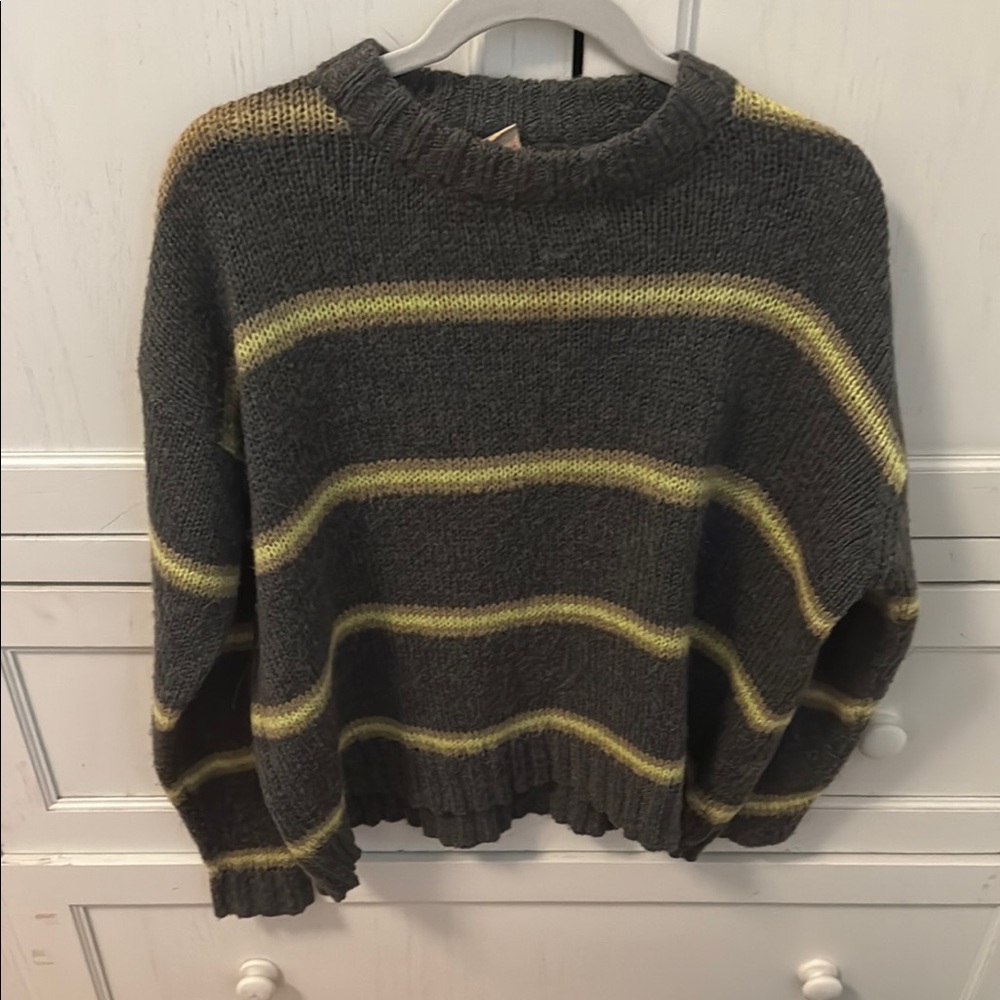 Striped Gray and Yellow Sweater